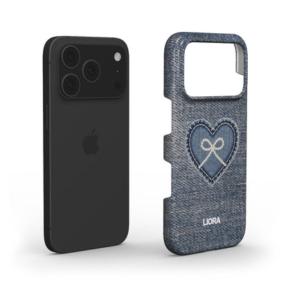 Denim Infinity Heart - Snap Phone Case