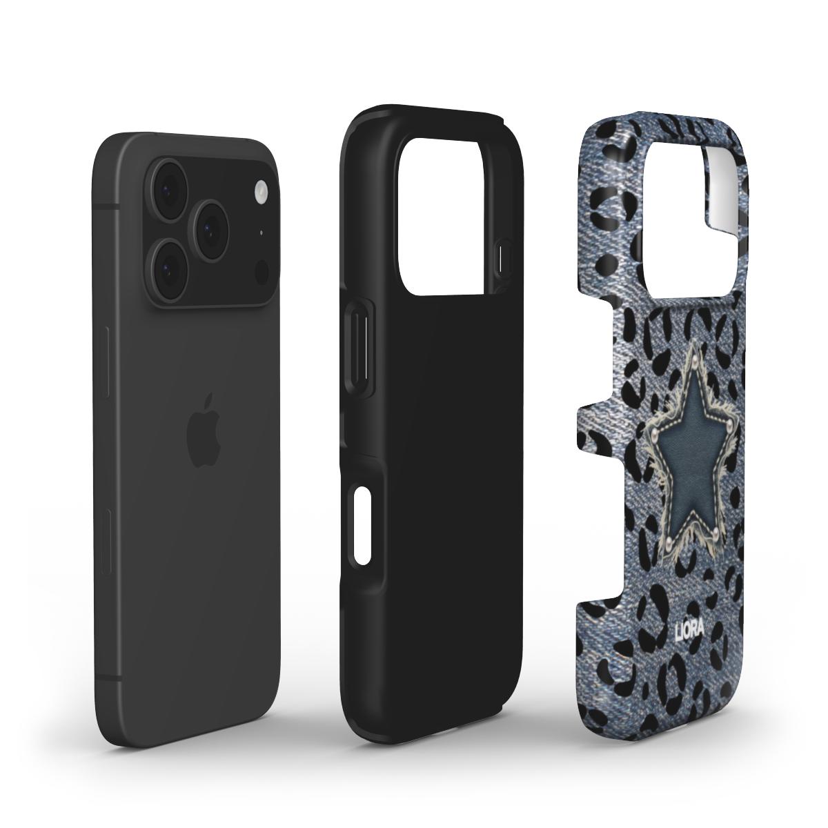 Denim Star Leopard – Without MagSafe Phone Case
