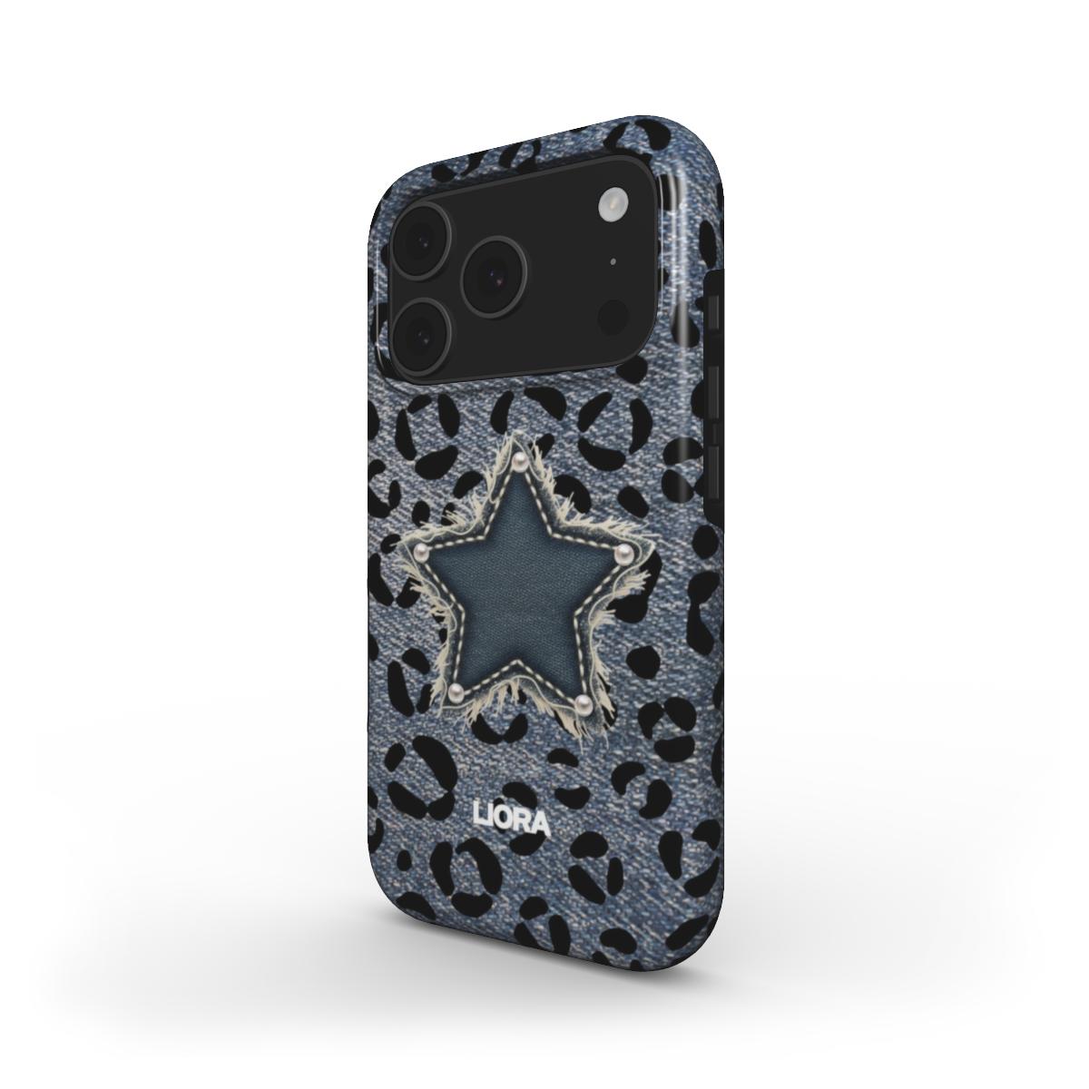 Denim Star Leopard – Without MagSafe Phone Case